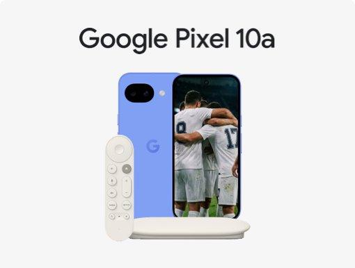 Image of Google Pixel 10a and Google TV Streamer with Logo