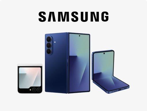 Image of Samsung Galaxy Fold and Flip with logo.