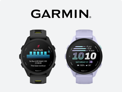Imagery of Garmin Forerunner® 70 and 170 smartwatches with logo.