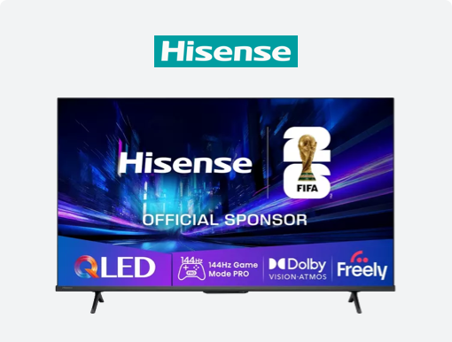 Imagery of Hisense E7Q PRO TVs with logo.