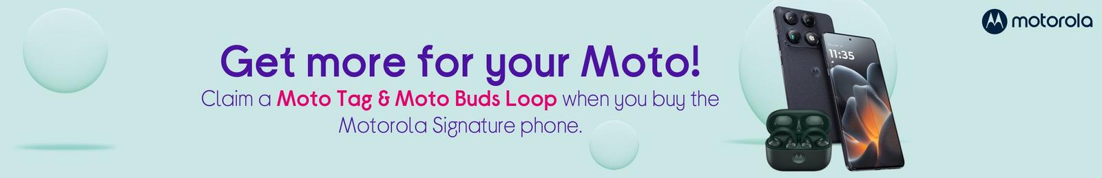 Motorola Signature and Moto buds with Logo