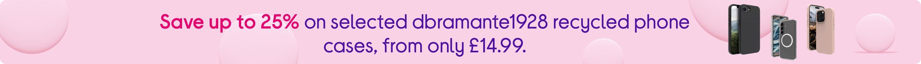 Save up to 25% on selected dbramante1928 recycled phone cases, from only £14.99.