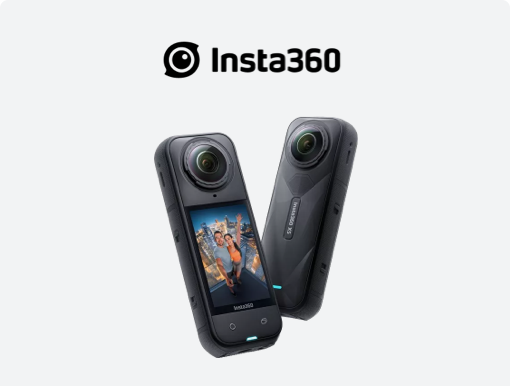 Insta360 products with logo.