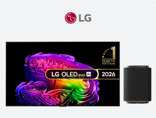 Imagery of LG OLED TVs with logo.