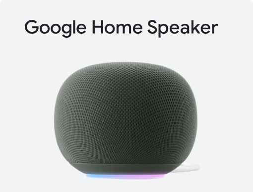 Imagery of Google Home Speaker with logo.