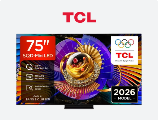 Imagery of TCL TVs with logo.