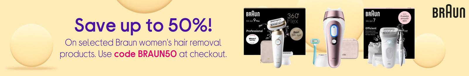 Images of Braun hair removal products with logo