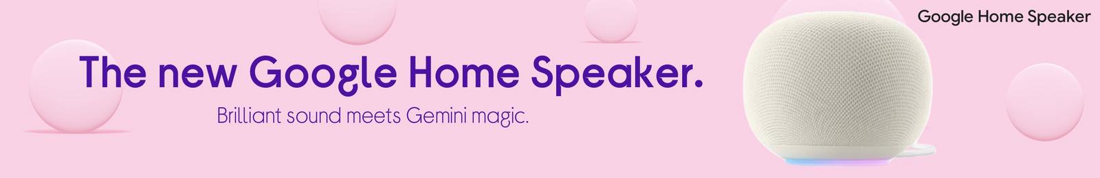 Imagery of Google Home Speaker with logo.
