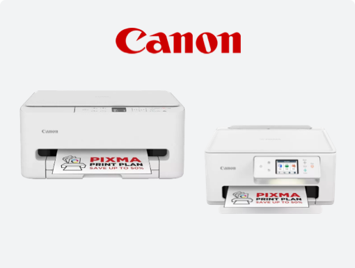 Imagery of Canon Printers with logo.