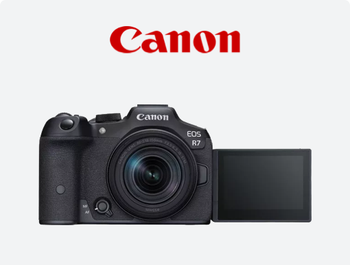 Imagery of Canon products with logo.