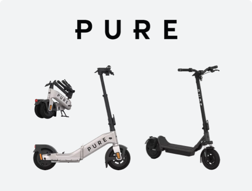 Pure Electric e-scooters with logo.