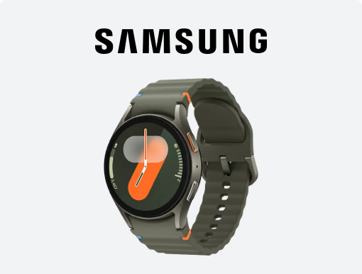 Image of Samsung Galaxy Watch7 with logo.