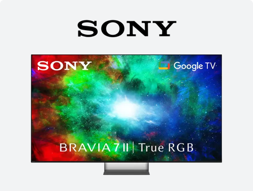 Imagery of Sony BRAVIA 7 II True RGB TVs with logo.
