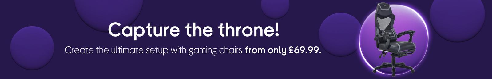Create the ultimate setup with gaming chairs from only £69.99.