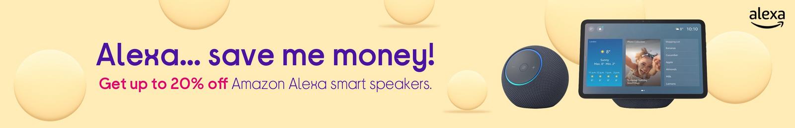 Image of Amazon Alexa smart speakers with Logo