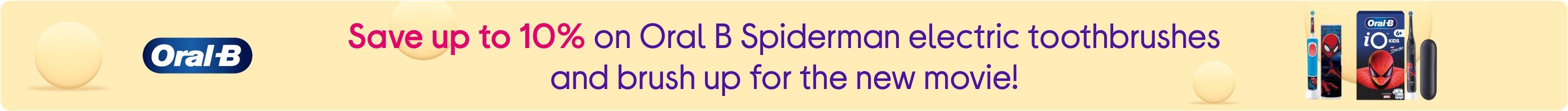 Save up to 10% on Oral B Spiderman electric toothbrushes and brush up for the new movie!