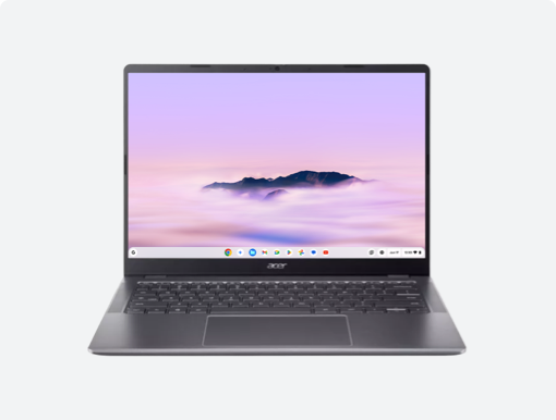 Imagery of Acer 514 Chromebook Plus laptop.