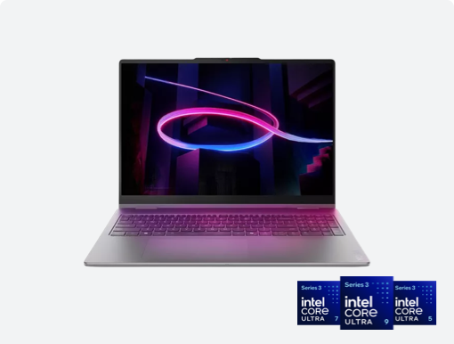 Imagery of laptop plus intel core ultra series 3 badge