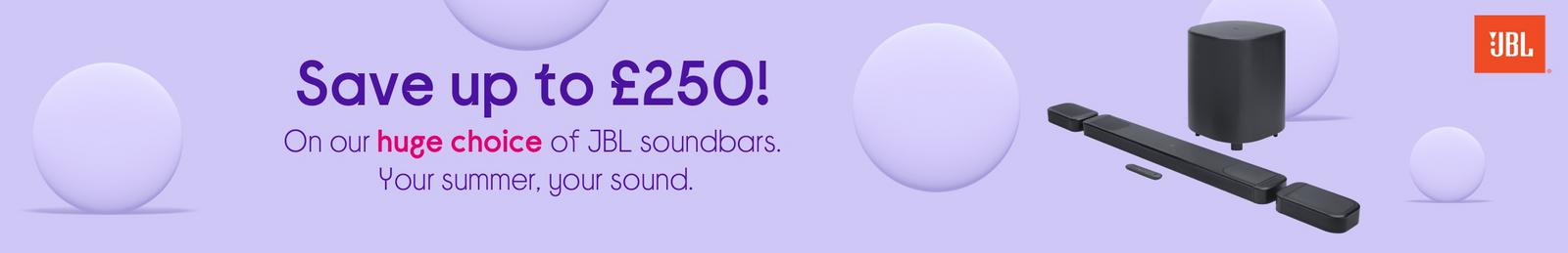 Image of JBL soundbars with logo.