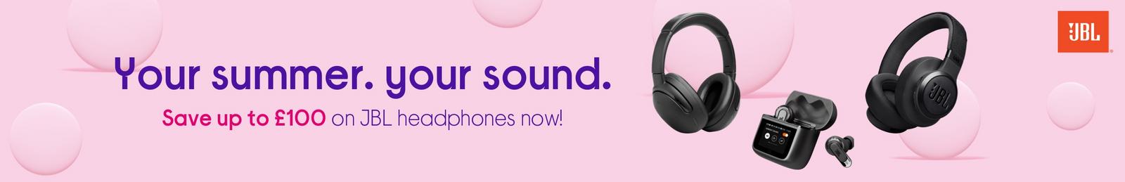 Image of JBL headphones with logo.