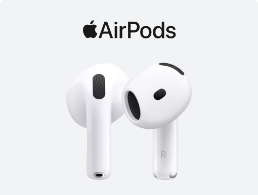 Imagery of AirPods with logo.
