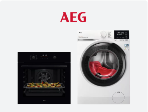AEG 6000 UniversalDose 10 kg 1400 rpm Washing Machine & AEG Electric Pyrolytic Oven with Logo.
