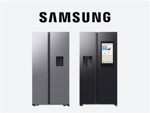 SAMSUNG Bespoke AI Series 7 SpaceMax  Smart American Style Fridge Freezers with Logo.