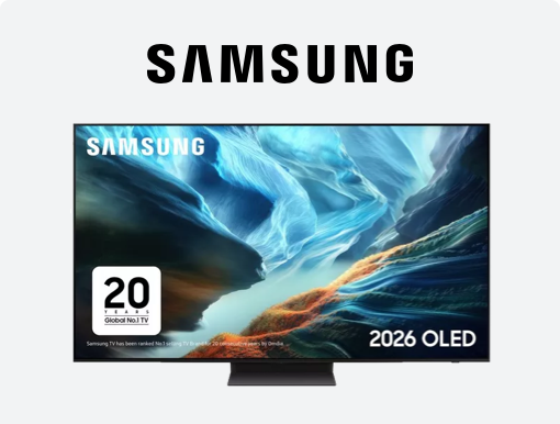 Imagery of selected Samsung TVs with logo.