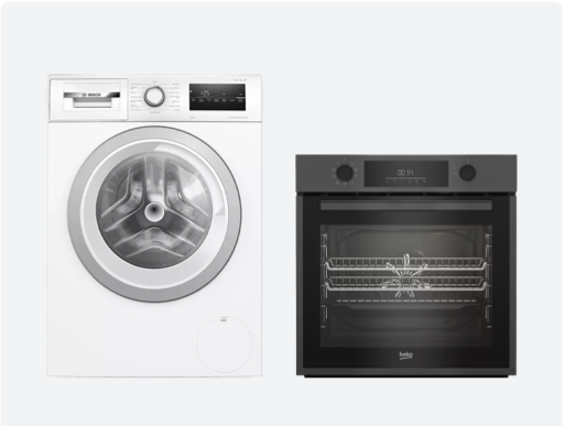 BOSCH Series 9 kg 1400 Spin Washing Machine and BEKO Pro AeroPerfect Electric Single Pyrolytic Oven.