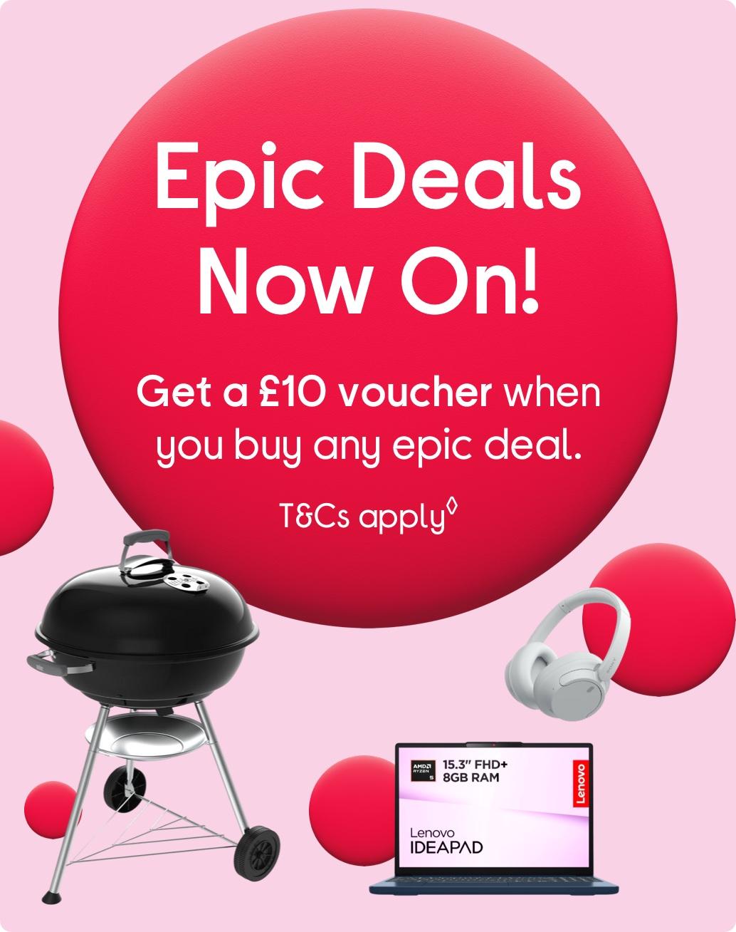 Images of BBQ, laptop and headphones