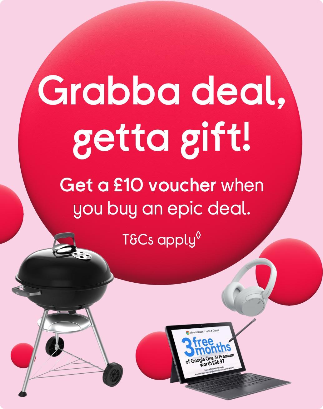 Images of BBQ, laptop and headphones