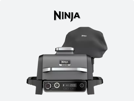 NINJA Woodfire Outdoor Electric BBQ Grill & Smoker with Cover with Logo.