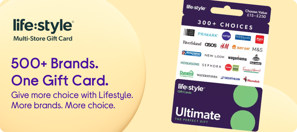 500+ Brands.  One Gift Card. Give more choice with Lifestyle. More brands. More choice.