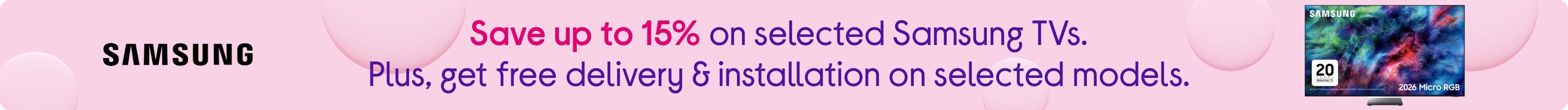 Shop selected Samsung TVs now and get free delivery and installation. Yay!