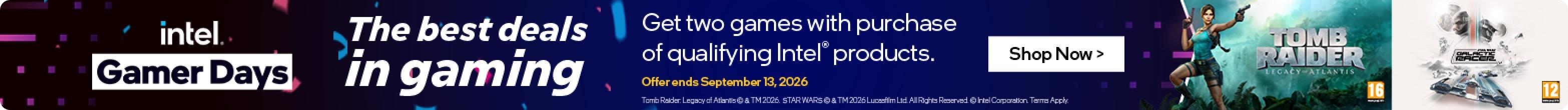 Buy selected Intel products and claim two games during Intel Gamer Days!