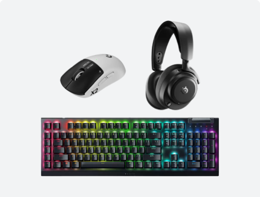 Imagery of gaming accessories.