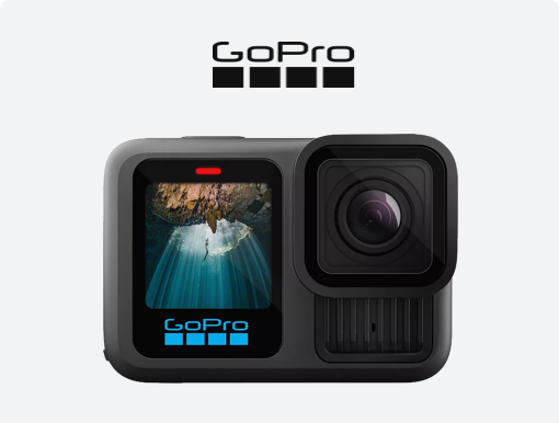 Imagery of GoPro products with logo.