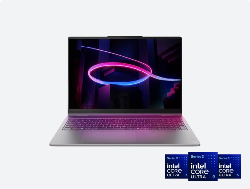 Imagery of laptop plus Intel core ultra family badge