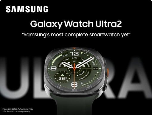 Image of Samsung Galaxy Watch with Samsung logo.