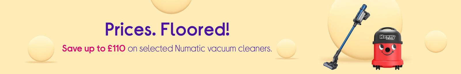 Save up to £110 on selected Numatic vacuum cleaners.