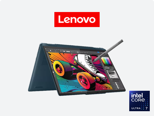 Lenovo logo with laptop and intel badge