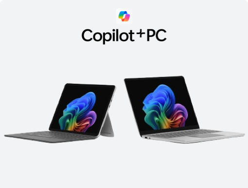 Image of 2 laptops and Co Pilot+PC logo