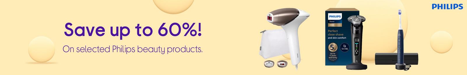 Save up to 60%! On selected Philips beauty products.