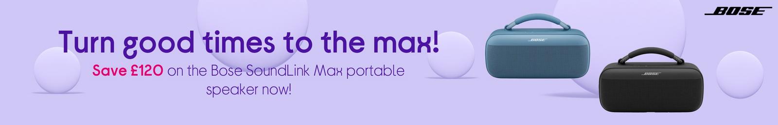 Image of Bose SoundLink Max portable speaker with Logo.