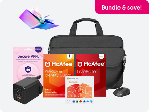 Laptop bag, charger and software