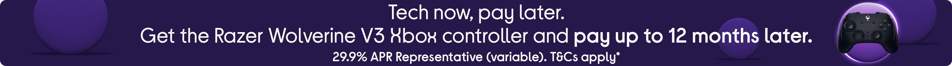 Get the Razer Wolverine V3 Xbox controller and pay as much or as little as you like for up to 12 months. T&Cs apply.