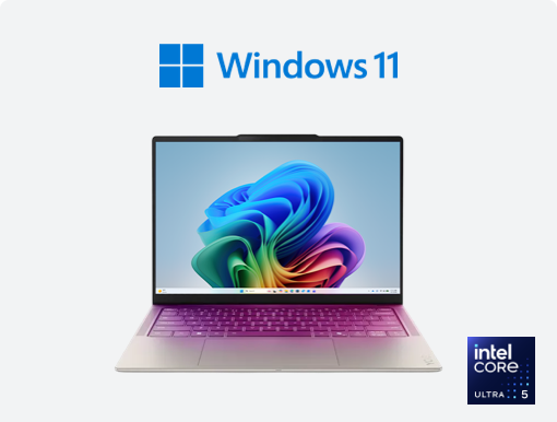 Imagery of HP OmniBook 3. Plus HP & Windows11 logo.