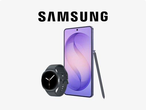 Image of Samsung Galaxy S26 Ultra and Samsung Galaxy watch8 with logo