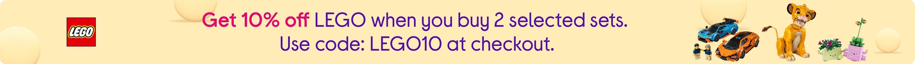 Get 10% off LEGO when you buy 2 selected sets. Use code: LEGO10 at checkout