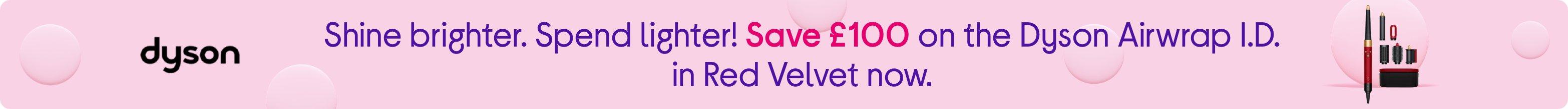 Shine brighter. Spend lighter! Save £100 on the Dyson Airwrap I.D. in Red Velvet now.